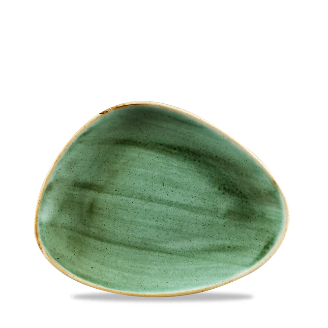 Churchill Stonecast Green driehoekig bord 26,5 x 20,5 cm – porseleinen bord voor cafés en bars
