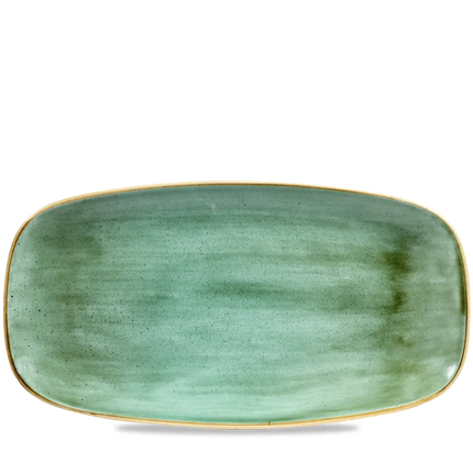 Churchill Stonecast Samphire Green ovaal bord 35,5 x 18,9 cm – groot porseleinen presenteerbord voor de horecasector