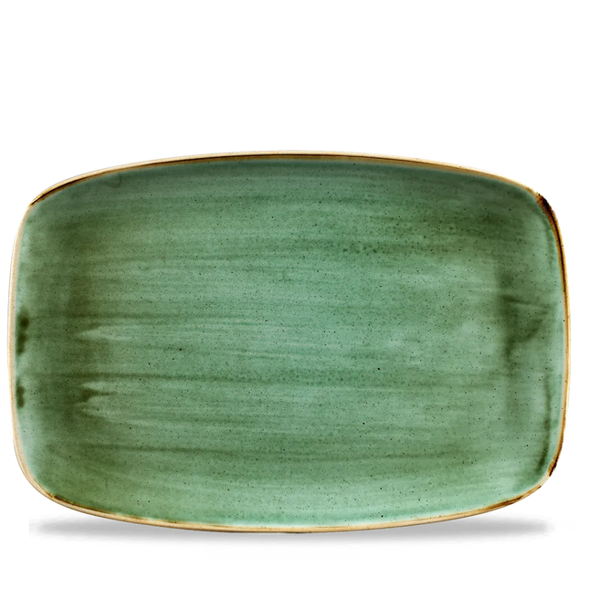 Churchill Stonecast Samphire Green ovaal bord 23,4 x 34,4 cm – porseleinen presenteerbord voor restaurants