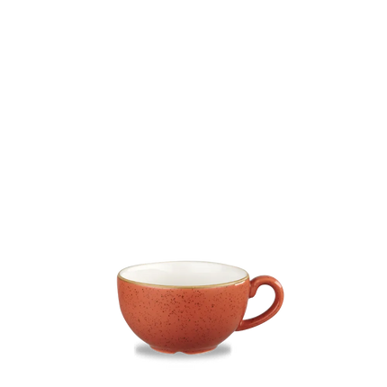 Churchill Stonecast Orange cappuccinokop 237 ml – gespikkeld porseleinen kop voor de horeca