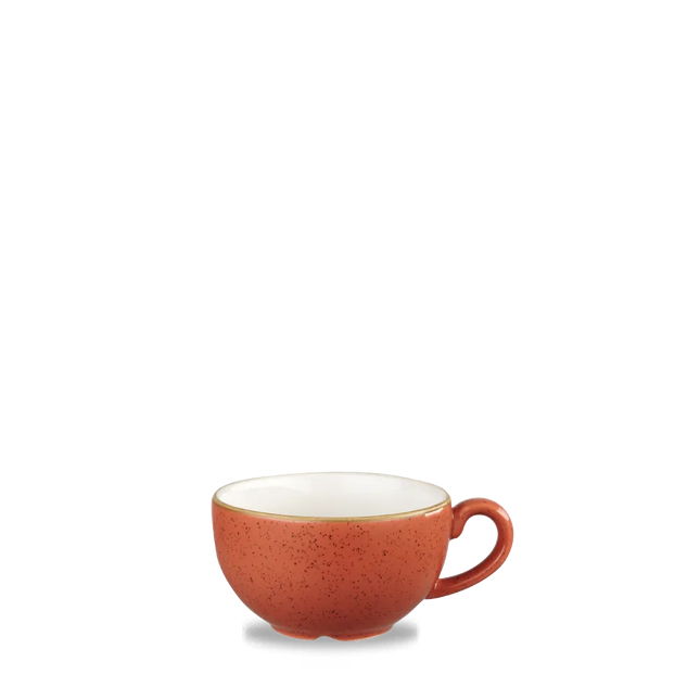 Churchill Stonecast Orange cappuccinokop 237 ml – gespikkeld porseleinen kop voor de horeca