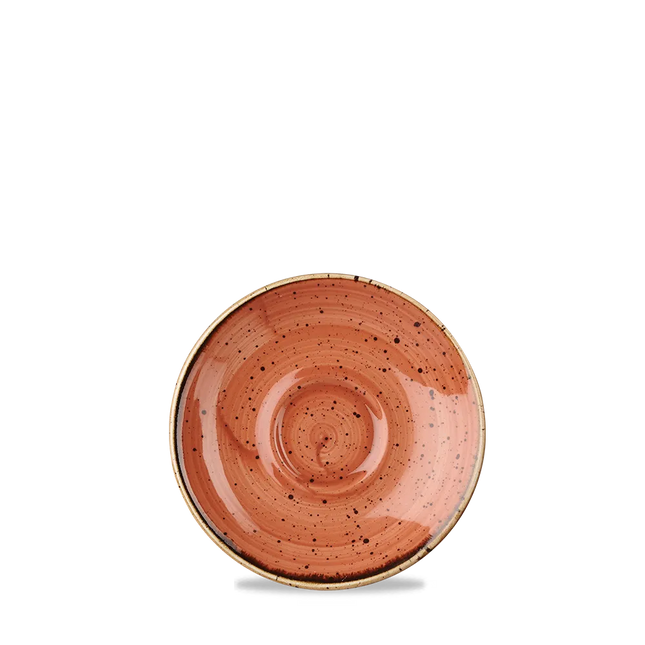 Churchill Stonecast Orange espressoschoteltje Ø 11 cm – porseleinen schotel voor professionele keukens