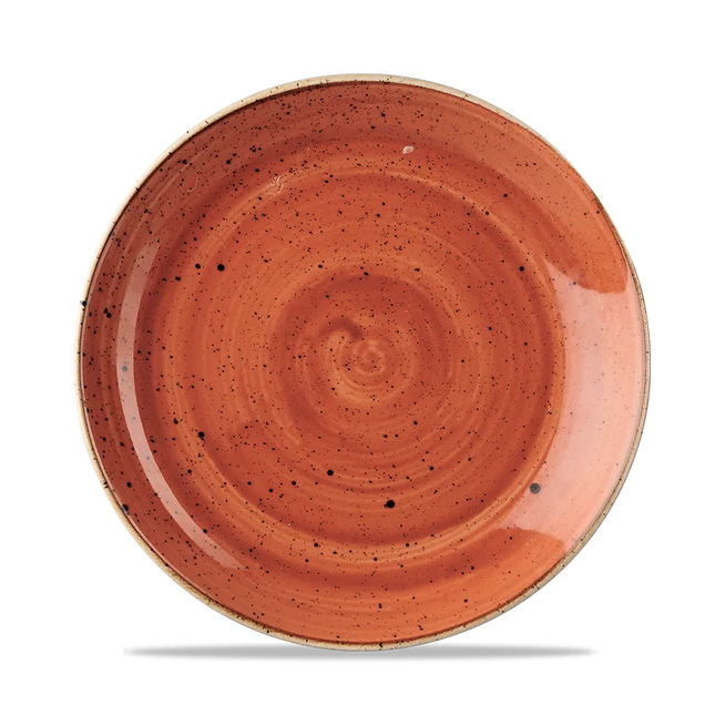 Churchill Stonecast Orange Evolve coupebord Ø 22 cm – randloos porseleinen bord voor buffetten en catering
