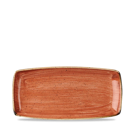 Churchill Stonecast Orange vierkant ovaal bord 30 cm – gespikkeld porseleinen bord voor de horecasector
