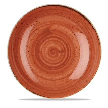 Churchill Stonecast Orange grote coupekom Ø 30 cm – gespikkeld porseleinen kom voor hotels en restaurants