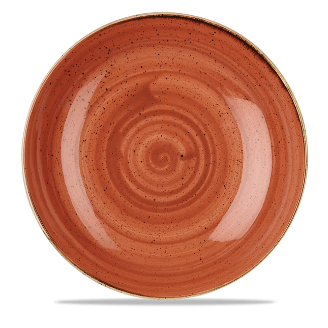 Churchill Stonecast Orange grote coupekom Ø 30 cm – gespikkeld porseleinen kom voor hotels en restaurants