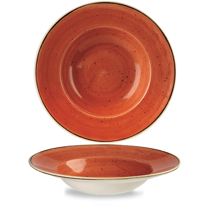 Churchill Stonecast Orange Profile kom met brede rand Ø 28 cm – porseleinen kom voor hotels en restaurants
