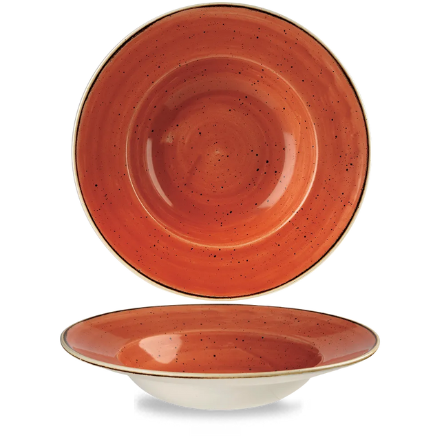 Churchill Stonecast Orange Profile kom met brede rand Ø 28 cm – porseleinen kom voor hotels en restaurants