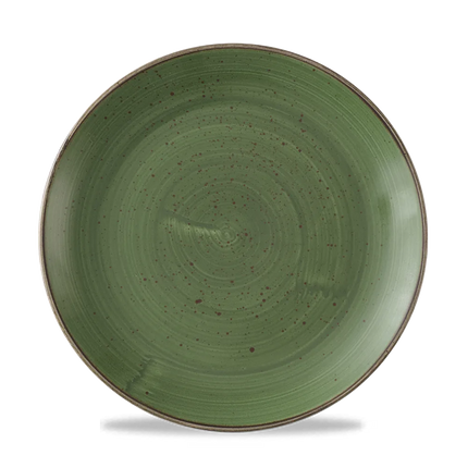Churchill Stonecast Sorrel Green coupebord Ø 26 cm – gespikkeld porseleinen bord voor restaurants
