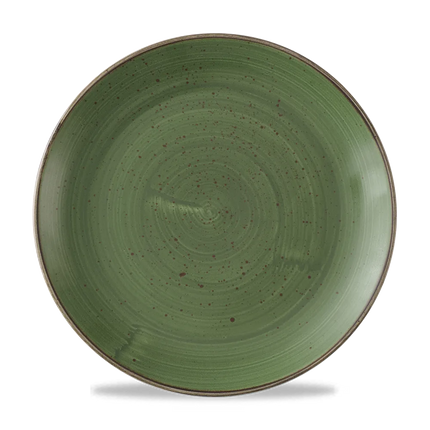 Churchill Stonecast Sorrel Green coupebord Ø 28,8 cm – gespikkeld porseleinen bord voor restaurants