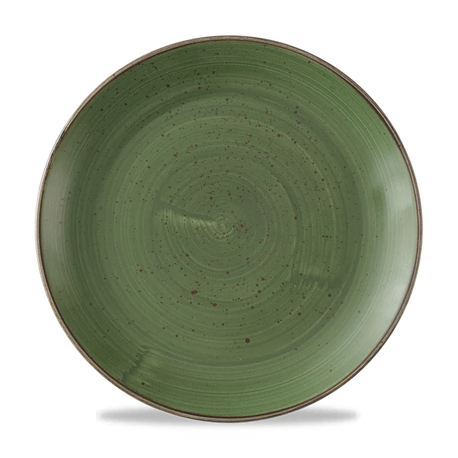 Churchill Stonecast Sorrel Green coupebord Ø 28,8 cm – gespikkeld porseleinen bord voor restaurants