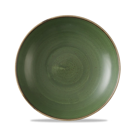 Churchill Stonecast Sorrel Green coupekom Ø 24,8 cm – gespikkelde porseleinen kom voor horeca