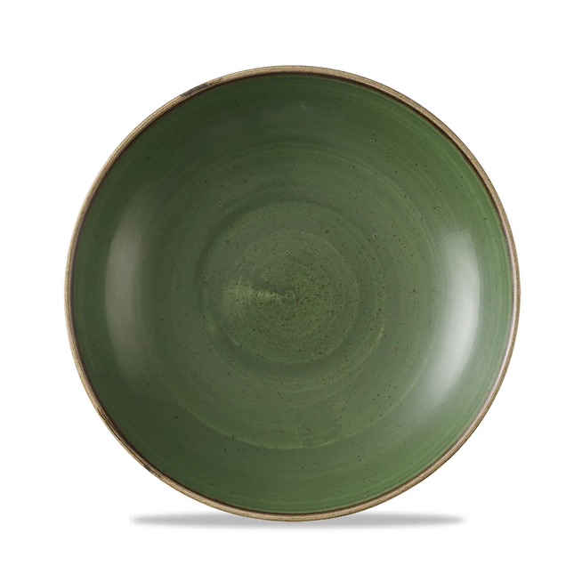 Churchill Stonecast Sorrel Green coupekom Ø 24,8 cm – gespikkelde porseleinen kom voor horeca
