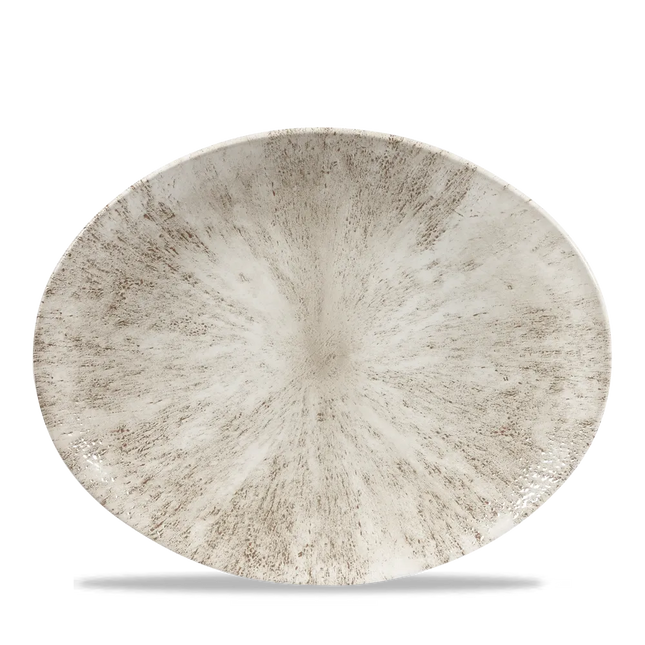 Churchill Stone Agate Grey ovaal coupebord 32 cm – randloos porseleinen bord voor cafés en bars