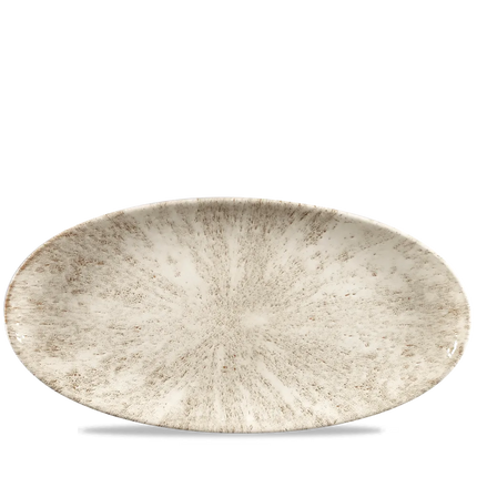 Churchill Stone Agate Grey ovaal chef's bord 34,7x17,3 cm – porseleinen bord voor fine dining