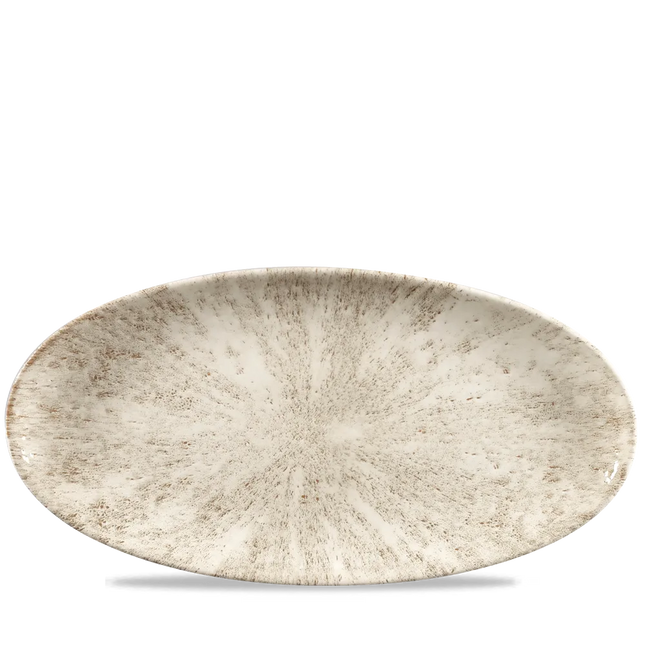Churchill Stone Agate Grey ovaal chef's bord 34,7x17,3 cm – porseleinen bord voor fine dining