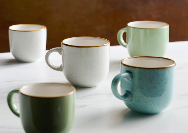 Churchill Stonecast Barley White Bubble Mug – porseleinen koffiemok met bolle vorm in Barley White, verkrijgbaar in meerdere formaten voor de horeca.