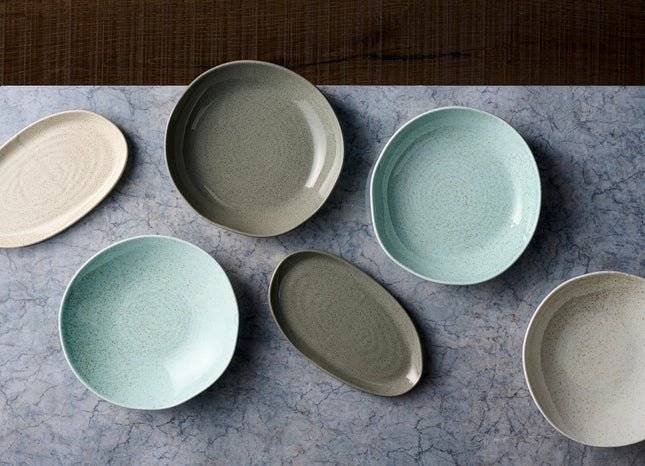Churchill Stonecast Duck Egg Organic collectie – eendenblauw porseleinen servies voor de horeca