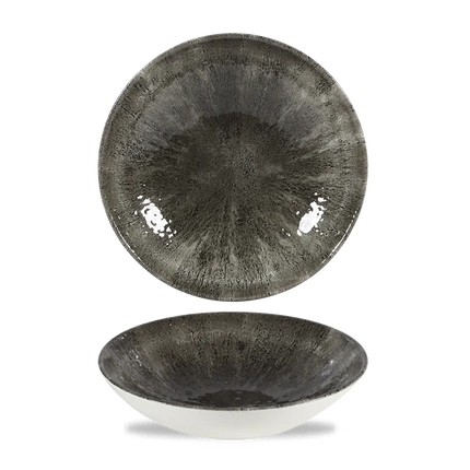 Churchill Stone Quartz Black Evolve coupekom Ø 18 cm – randloze porseleinen kom voor de horeca