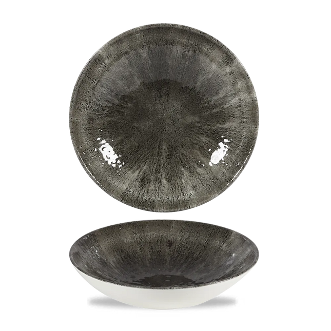 Churchill Stone Quartz Black Evolve coupekom Ø 18 cm – randloze porseleinen kom voor de horeca