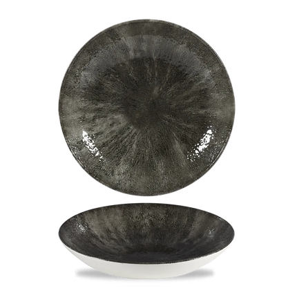 Churchill Stone Quartz Black Evolve coupekom Ø 25 cm – randloze porseleinen kom voor hotels en restaurants