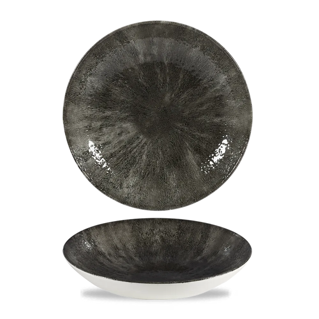 Churchill Stone Quartz Black Evolve coupekom Ø 25 cm – randloze porseleinen kom voor hotels en restaurants