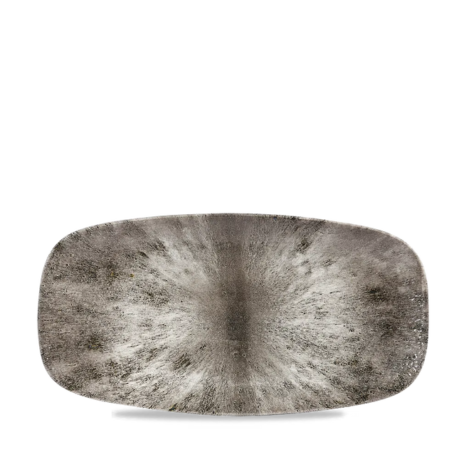 Churchill Stone Quartz Black ovaal chef's bord 35,5 x 18,9 cm – groot porseleinen presenteerbord voor professionele keukens