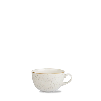 Churchill Stonecast Barley White cappuccinokop 237 ml – gespikkeld porseleinen kop voor restaurants