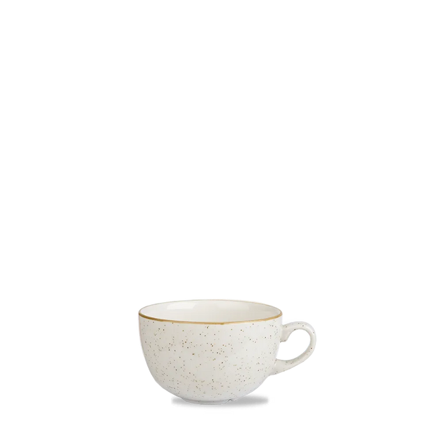 Churchill Stonecast Barley White cappuccinokop 237 ml – gespikkeld porseleinen kop voor restaurants