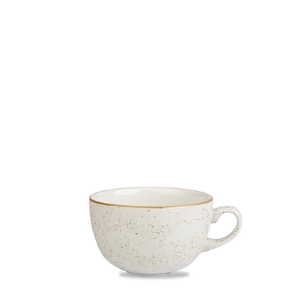 Churchill Stonecast Barley White grote cappuccinokop 473 ml – gespikkeld porseleinen kop voor hotels en restaurants