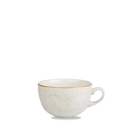 Churchill Stonecast Barley White grote cappuccinokop 518 ml – gespikkeld porseleinen kop voor cafés en bars