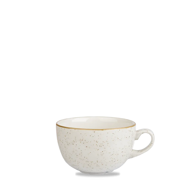 Churchill Stonecast Barley White grote cappuccinokop 518 ml – gespikkeld porseleinen kop voor cafés en bars