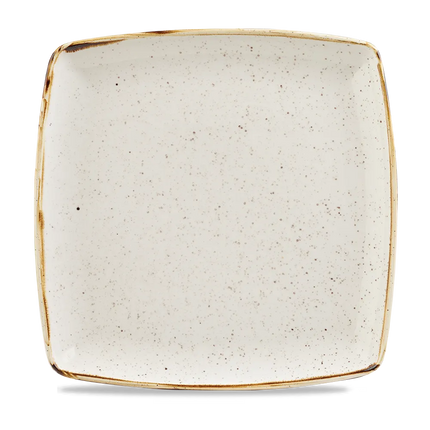 Churchill Stonecast Barley White diep vierkant bord 26 cm – gespikkeld porseleinen bord voor professionele keukens