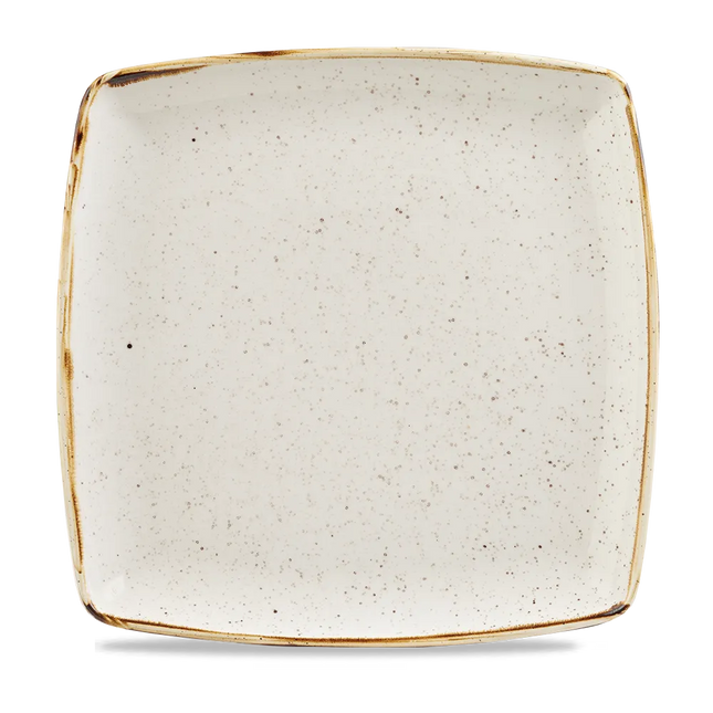 Churchill Stonecast Barley White diep vierkant bord 26 cm – gespikkeld porseleinen bord voor professionele keukens