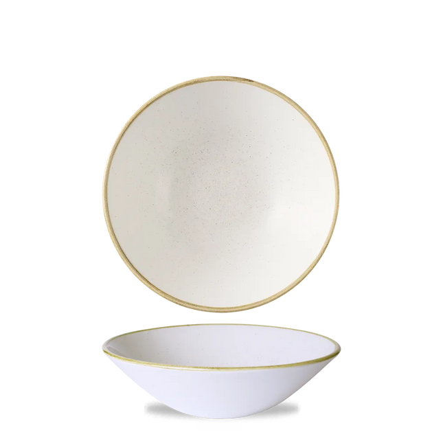 Churchill Stonecast Barley White diepe coupekom Ø 19 cm – gespikkelde porseleinen kom voor horeca