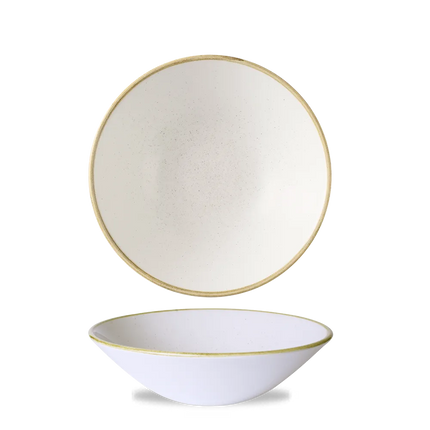 Churchill Barley White diepe coupekom Ø 21,7 cm – gespikkelde porseleinen kom voor restaurants