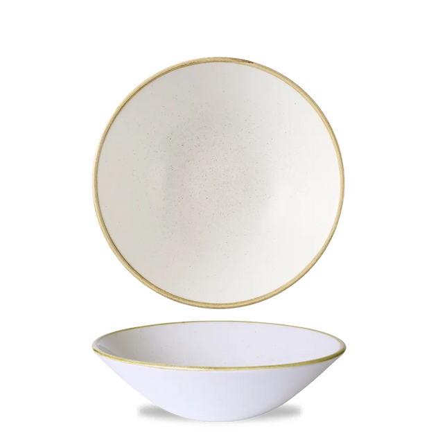 Churchill Barley White diepe coupekom Ø 21,7 cm – gespikkelde porseleinen kom voor restaurants
