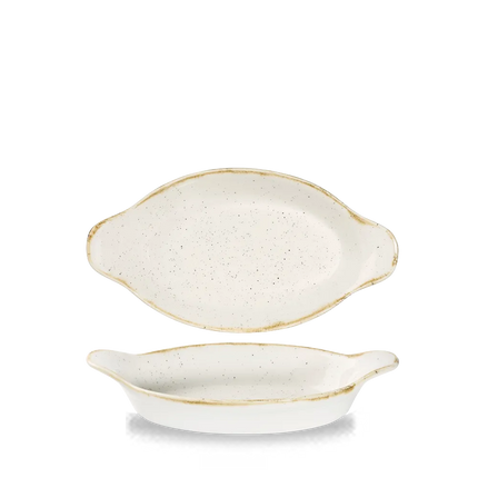 Barley White Intermed Oval Eared Dish 23.2 x 12.5cm 6/box