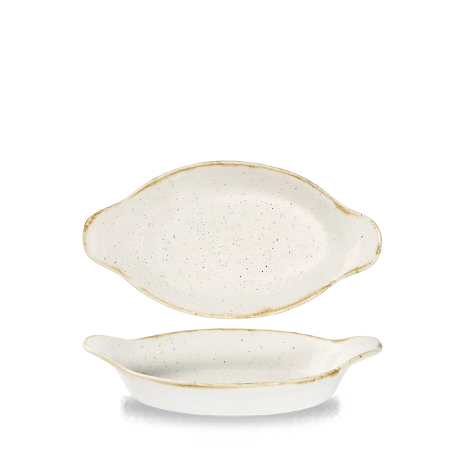 Barley White Intermed Oval Eared Dish 23.2 x 12.5cm 6/box