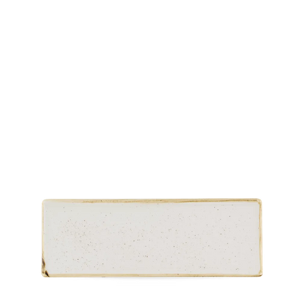 Churchill Stonecast Barley White ovaal bord 25x9 cm – gespikkeld wit bord voor fine dining