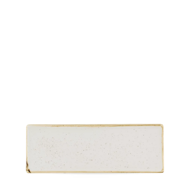 Churchill Stonecast Barley White ovaal bord 25x9 cm – gespikkeld wit bord voor fine dining