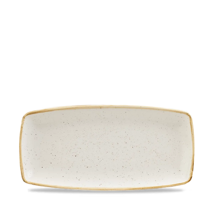 Churchill Stonecast Barley White vierkant ovaal bord 30 cm – gespikkeld porseleinen bord voor de horeca