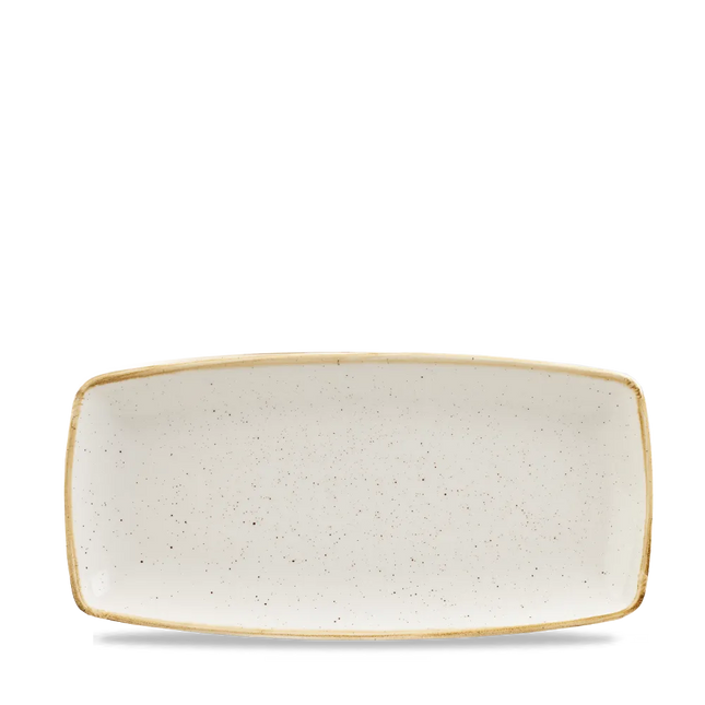 Churchill Stonecast Barley White vierkant ovaal bord 30 cm – gespikkeld porseleinen bord voor de horeca