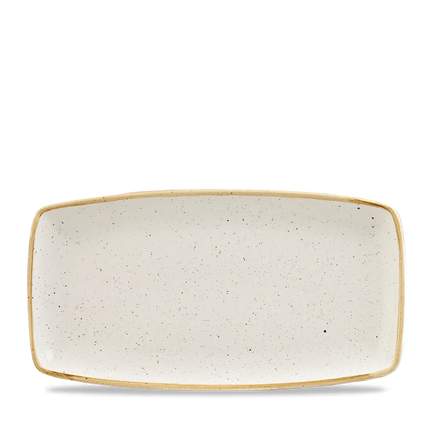 Churchill Stonecast Barley White ovaal bord 34,5 x 18,5 cm – groot gespikkeld porseleinen bord voor hotels en restaurants