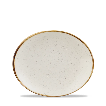Churchill Stonecast Barley White ovaal coupebord 20 cm – randloos porseleinen bord voor cafés en bars