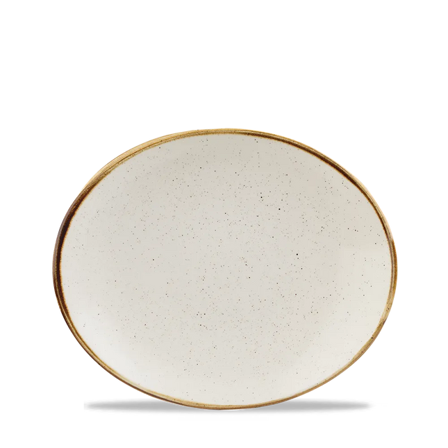 Churchill Stonecast Barley White ovaal coupebord 20 cm – randloos porseleinen bord voor cafés en bars