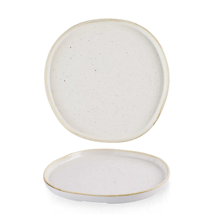 Churchill Stonecast Barley White organisch bord met rand Ø 25,5 cm – groot wit bord voor restaurants