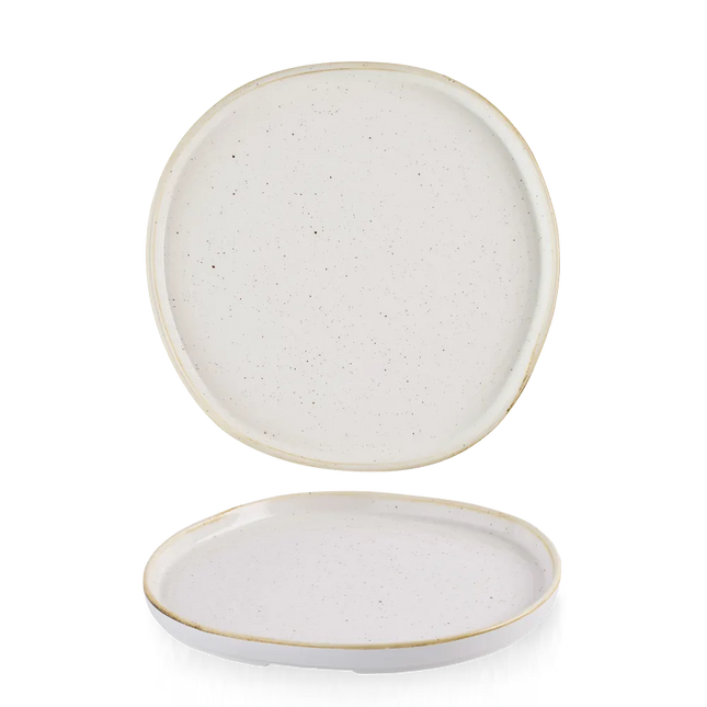 Churchill Stonecast Barley White organisch bord met rand Ø 25,5 cm – groot wit bord voor restaurants
