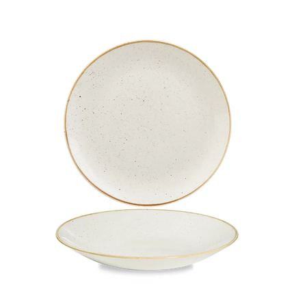 Churchill Stonecast Barley White diep coupebord Ø 22,5 cm – gespikkeld porseleinen bord voor fine dining