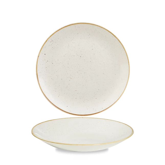 Churchill Stonecast Barley White diep coupebord Ø 22,5 cm – gespikkeld porseleinen bord voor fine dining